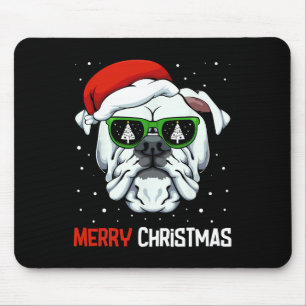 Bulldog Frohe Weihnachten Pajama Niedlich Hund Wei Mousepad