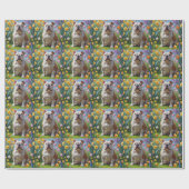 Bulldog-Frühlingsblumen Geschenkpapier (Flach)