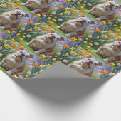 Bulldog-Frühlingsblumen Geschenkpapier (Ecke)