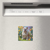 Bulldog-Frühlingsblumen Magnet (In Situ (Geschirrspüler))