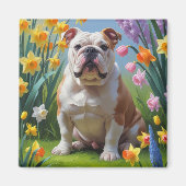 Bulldog-Frühlingsblumen Magnet (Vorne)