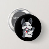 Bulldog Funny I Liebe Mama Tattoo Button (Vorne & Hinten)