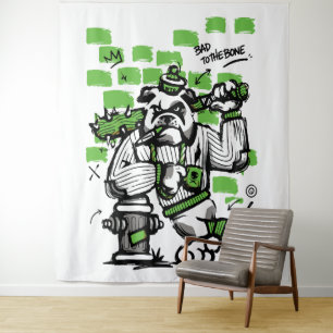 Bulldog-Gangster-Kunst: Böse bis auf die Knochen Wandteppich