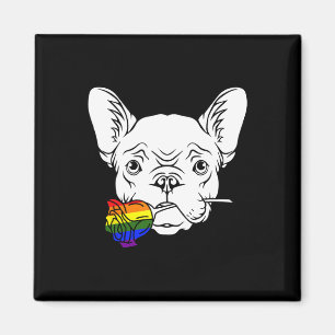 Bulldog Gay Pride Rose Lgbt q Rainbow Frenchie Dog Magnet