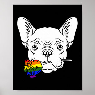 Bulldog Gay Pride Rose Lgbt q Rainbow Frenchie Dog Poster