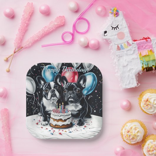 Bulldog-Geburtstagsfeier Pappteller (Party)