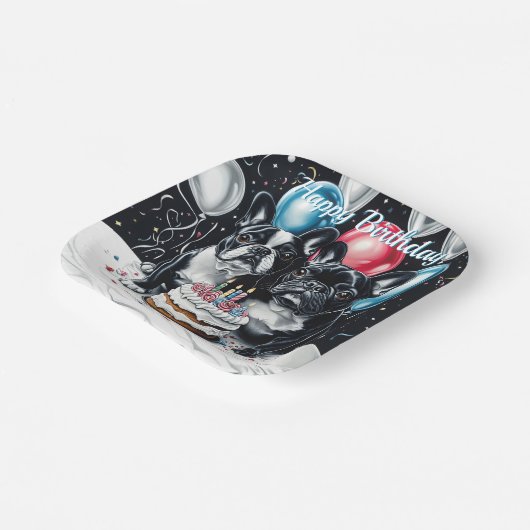 Bulldog-Geburtstagsfeier Pappteller (Gewinkelt)