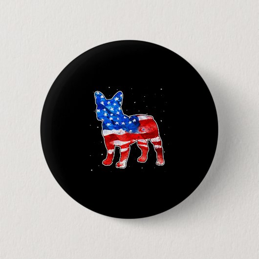 Bulldog Gefärbte Krawatte American Flag Patriotic  Button (Vorderseite)