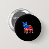 Bulldog Gefärbte Krawatte American Flag Patriotic  Button (Vorne & Hinten)