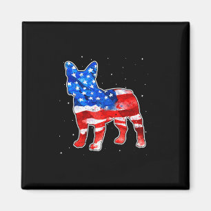 Bulldog Gefärbte Krawatte American Flag Patriotic  Magnet