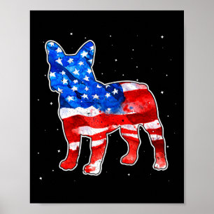 Bulldog Gefärbte Krawatte American Flag Patriotic  Poster