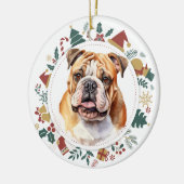 Bulldog Gerahmt in Weihnachtsbildern Keramik Ornament (Links)