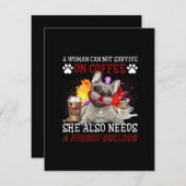 Bulldog-Geschenk | Kaffee Sie braucht auch Französ Dankeskarte (Vorne/Hinten)