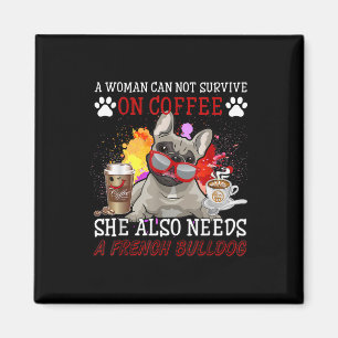 Bulldog-Geschenk   Kaffee Sie braucht auch Französ Magnet