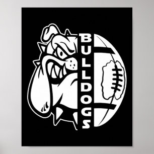 Bulldog-Gesicht Halb-Fußballball-Spaß-Teppich Poster