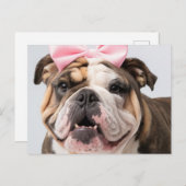 Bulldog-Gesicht mit Bow-Postkarte Postkarte (Vorne/Hinten)