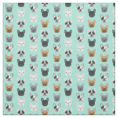 Bulldog-Gesichter der Hellminze Stoff (Muster)