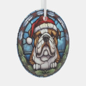 Bulldog gesteinigtes Glass Weihnachten Ornament Aus Glas (Vorderseite Rechts)
