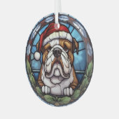 Bulldog gesteinigtes Glass Weihnachten Ornament Aus Glas (Vorderseite links)