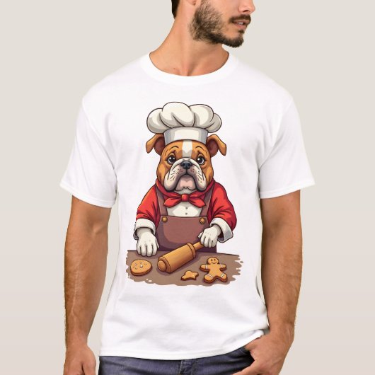 Bulldog-Gingerbread-Chef T-Shirt (Vorderseite)