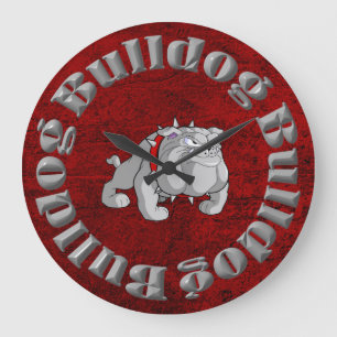 BULLDOG GRAU CARTOON CLOCK GROßE WANDUHR