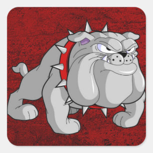 BULLDOG GRAY CARTOON QUADRATISCHER AUFKLEBER