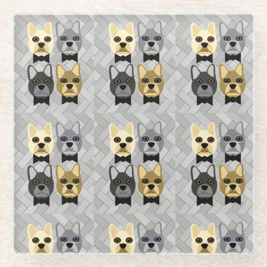 Bulldog, Gray Herringbone, Glasuntersetzer (Vorderseite)