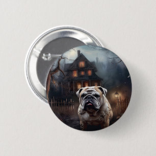 Bulldog Halloween Beängstigend Button
