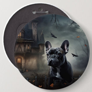 Bulldog Halloween Beängstigend Button