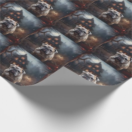 Bulldog Halloween Beängstigend Geschenkpapier (Ecke)