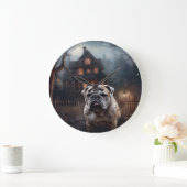 Bulldog Halloween Beängstigend Große Wanduhr (Zuhause)
