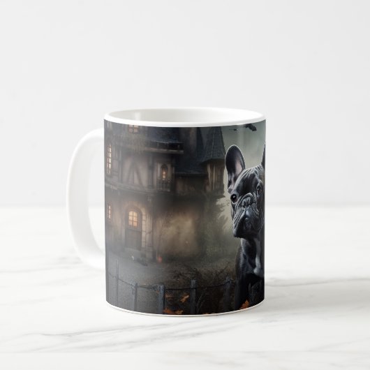 Bulldog Halloween Beängstigend Kaffeetasse (Vorderseite Links)