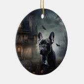 Bulldog Halloween Beängstigend Keramik Ornament (Rechts)