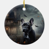 Bulldog Halloween Beängstigend Keramik Ornament (Hinten)