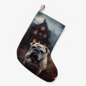 Bulldog Halloween Beängstigend Kleiner Weihnachtsstrumpf (Vorderansicht (hängend))