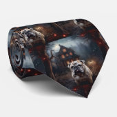 Bulldog Halloween Beängstigend Krawatte (Gerollt)