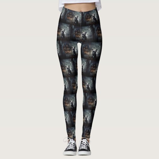 Bulldog Halloween Beängstigend Leggings (Vorderseite)