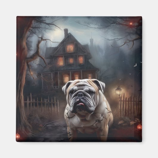 Bulldog Halloween Beängstigend Magnet (Vorne)
