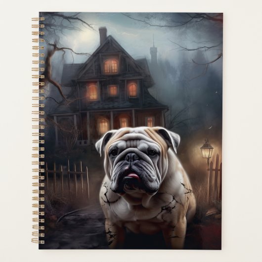 Bulldog Halloween Beängstigend Planer (Vorderseite)
