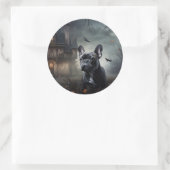 Bulldog Halloween Beängstigend Runder Aufkleber (Tasche)