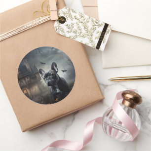 Bulldog Halloween Beängstigend Runder Aufkleber