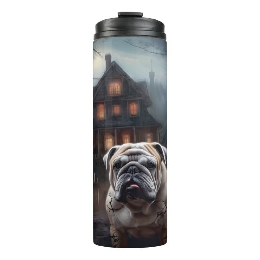Bulldog Halloween Beängstigend Thermosbecher (Vorderseite)