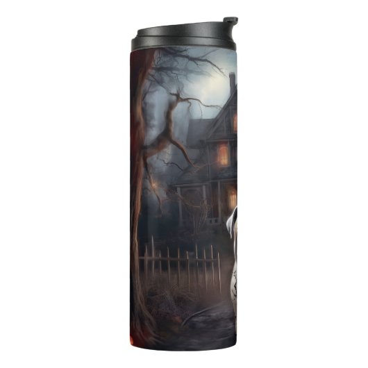 Bulldog Halloween Beängstigend Thermosbecher (Nach links gedreht)