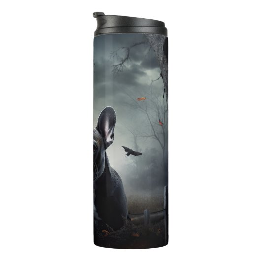 Bulldog Halloween Beängstigend Thermosbecher (Nach rechts gedreht)