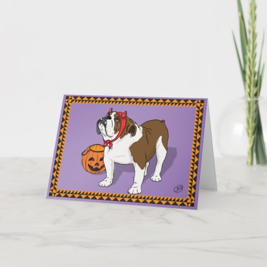 Bulldog Halloween Card Karte (Vorderseite)