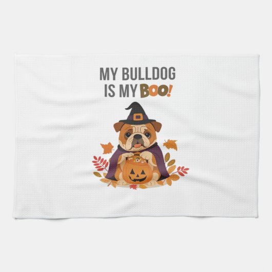 Bulldog Halloween Costume My Bulldog is My Boo Do Geschirrtuch (Horizontal)