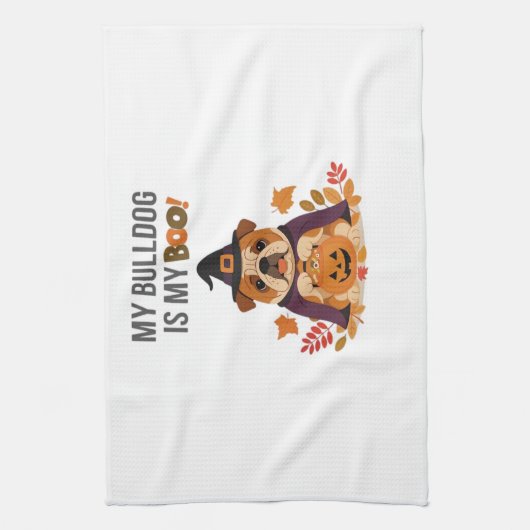 Bulldog Halloween Costume My Bulldog is My Boo Do Geschirrtuch (Vertikal)