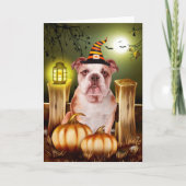 Bulldog Halloween Karte (Vorderseite)