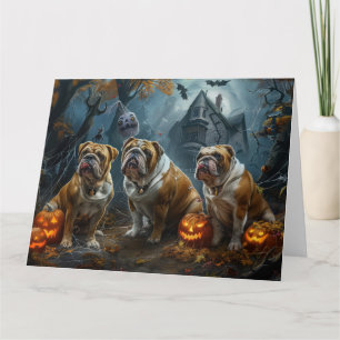 Bulldog Halloween Nacht Hunde Delight Karte