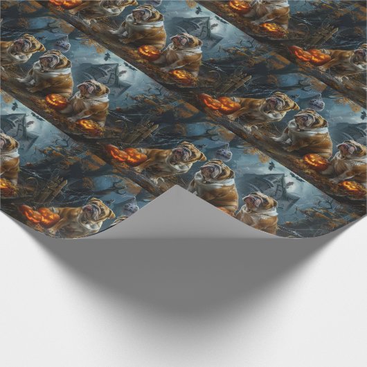 Bulldog Halloween Night Doggy Delight Geschenkpapier (Ecke)